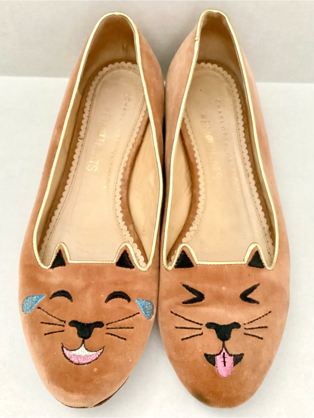 CHARLOTTE OLYMPIA #EMOTICATS Velvet Flats Size 39 Org. $525 - Picture 3 of 13